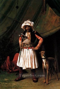 greek Painting - BashiBazouk and his Dog Greek Arabian Orientalism Jean Leon Gerome